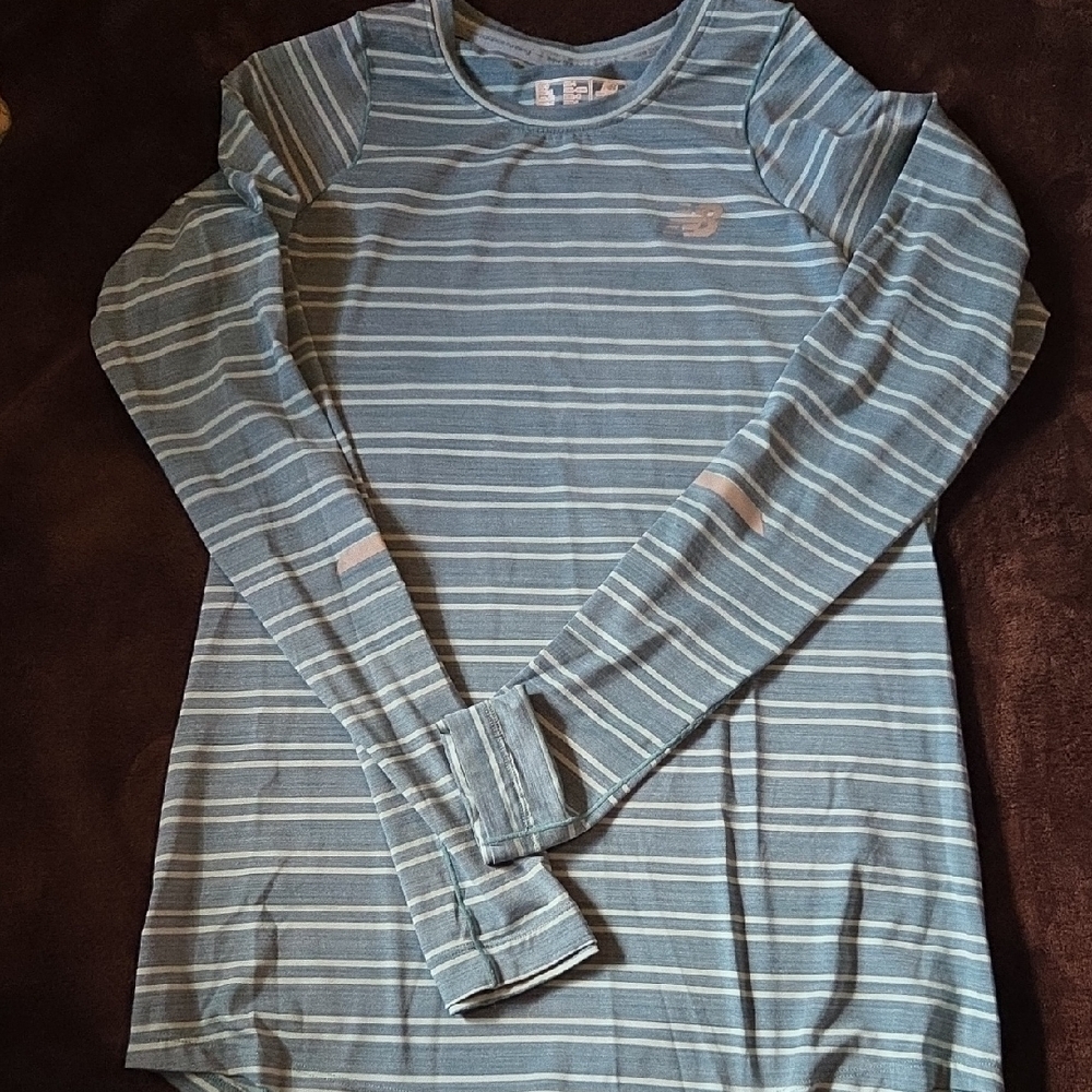 New Balance Blue/Grey Stripped Running Longsleeve